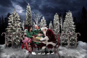 Santa reads from his Magic Book to a sweet little boy and his mom and dad at The Best Santa Experience.
