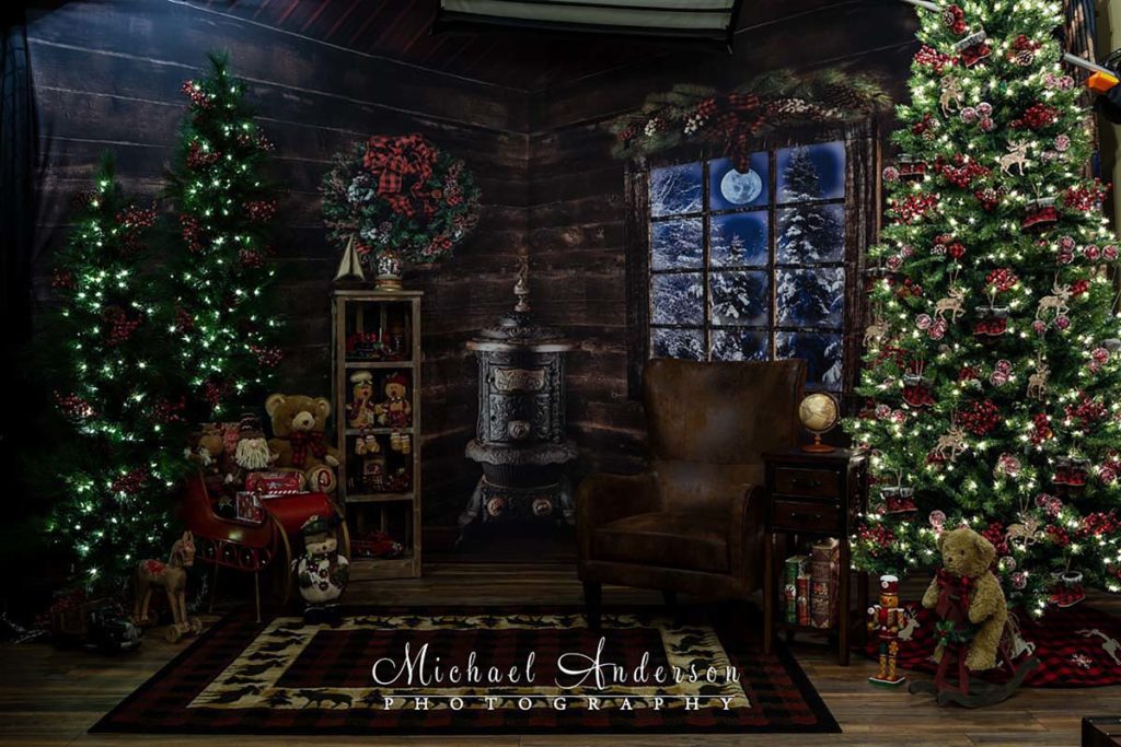 Photograph of Santa's Cabin, prior to light painting it, at The Best Santa Experience.