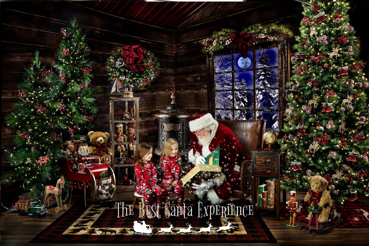 Two sisters hear Santa read from his Magic Book right in Santa's Cabin!